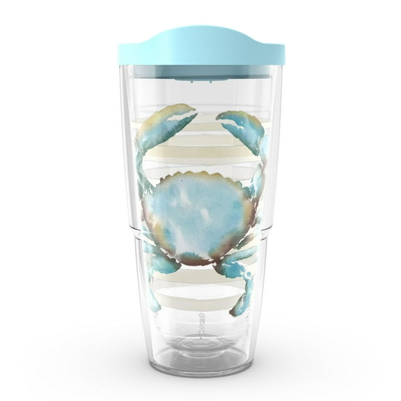 Tervis Sara Berrenson Atlantica Collection Made in USA Double Walled Insulated Travel Tumbler, Crab 24oz