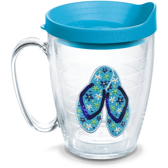 Tervis Sequins Flip Flops Made in USA Double Walled  Insulated Tumbler Travel Cup Keeps Drinks Cold & Hot, 16oz Mug, Classic
