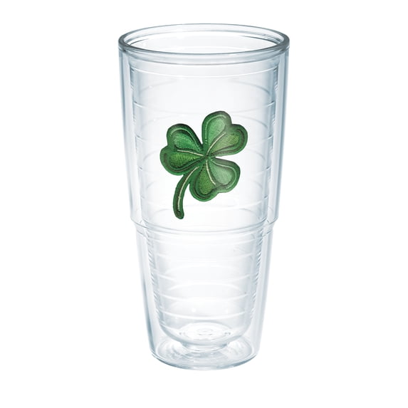Tervis Shamrock Made in USA Double Walled Insulated Tumbler Cup Keeps Drinks Cold & Hot, 24oz - No Lid, Clear
