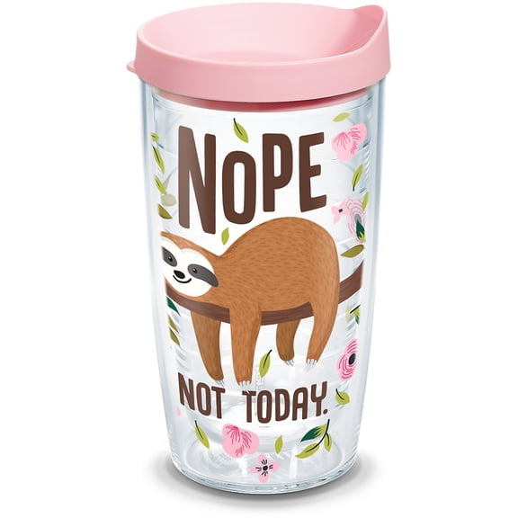 Tervis Sloth Nope Not Today Made in USA Double Walled Insulated Tumbler Travel Cup Keeps Drinks Cold & Hot, 16oz, Classic