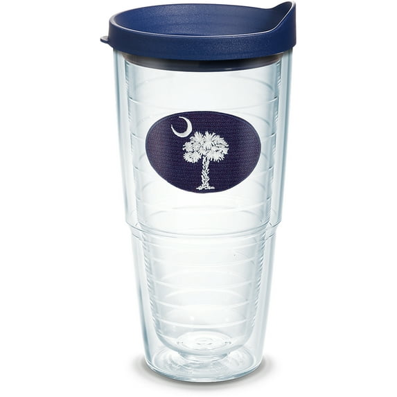Tervis South Carolina Flag Made in USA Double Walled Insulated Tumbler Travel Cup Keeps Drinks Cold & Hot, 24oz, Navy and White