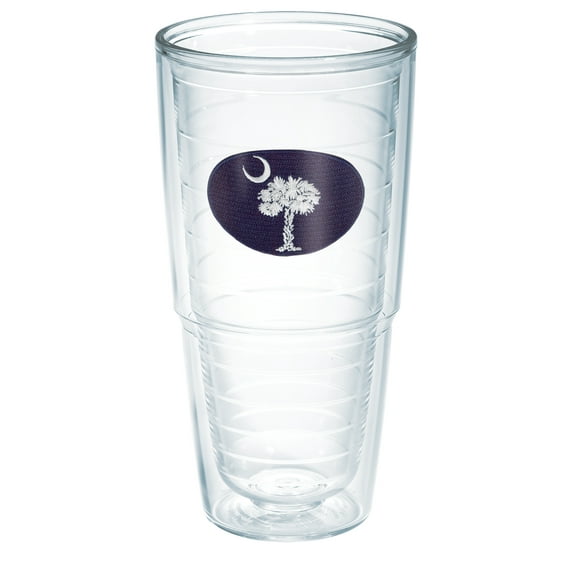 Tervis South Carolina Flag Made in USA Double Walled Insulated Tumbler Travel Cup Keeps Drinks Cold & Hot, 24oz - No Lid, Navy and White