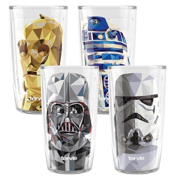 Tervis Star Wars Cubed Collection Assorted Made in USA Double Walled Insulated Tumbler Travel Cup Keeps Drinks Cold & Hot, 16oz - 4pk, Classic