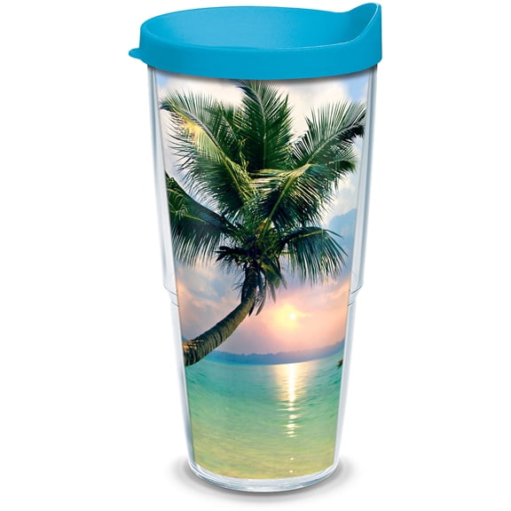 Tervis Sunset in Paradise Made in USA Double Walled Insulated Tumbler Travel Cup Keeps Drinks Cold & Hot, 24oz, Classic
