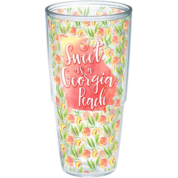 Tervis Sweet as a Georgia Peach Made in USA Double Walled  Insulated Tumbler Travel Cup Keeps Drinks Cold & Hot, 24oz - No Lid, Clear