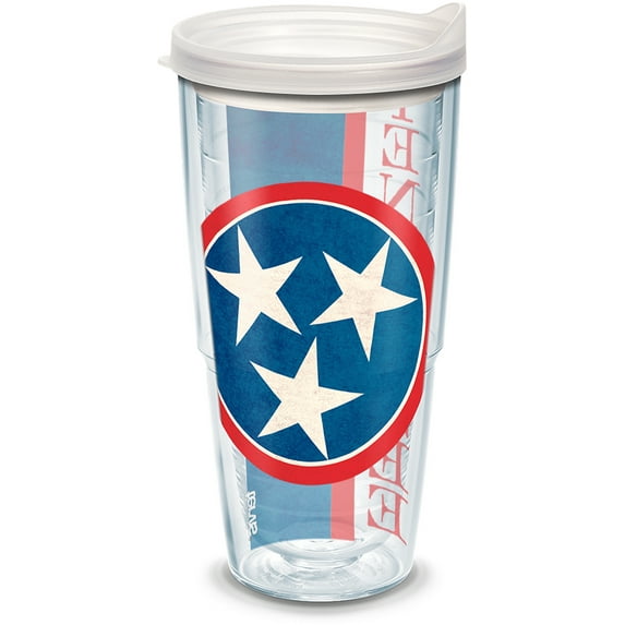 Tervis Tennessee Flag Made in USA Double Walled Insulated Tumbler Travel Cup Keeps Drinks Cold & Hot, 24oz - Clear Lid, Colossal