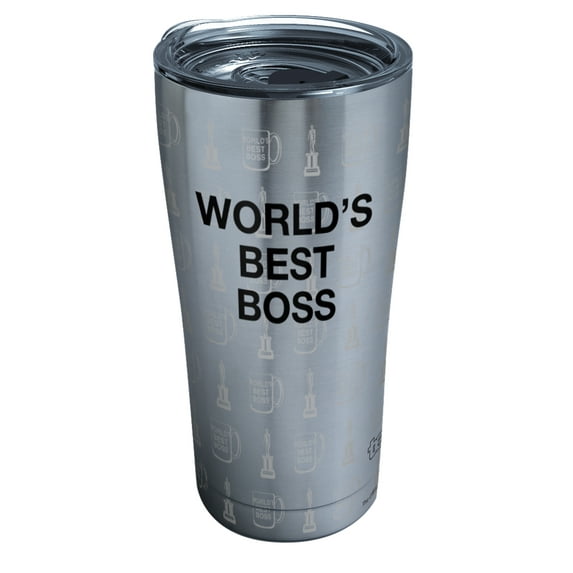 Tervis The Office Worlds Best Boss Triple Walled Insulated Tumbler Travel Cup Keeps Drinks Cold & Hot, 20oz, Stainless Steel