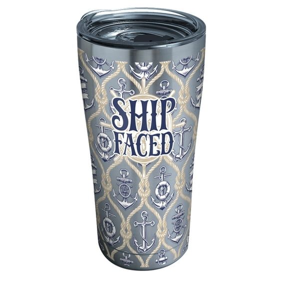 Tervis Triple Walled Ship Faced Insulated Tumbler Cup Keeps Drinks Cold & Hot, 20oz, Stainless Steel