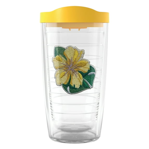 Tervis Tropical Hibiscus Collection Made in USA Double Walled Insulated Travel Tumbler, Tropical Yellow Hibiscus 16oz