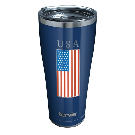 Tervis USA Flag Triple Walled Insulated Tumbler Travel Cup Keeps Drinks Cold & Hot, 30oz, Stainless Steel