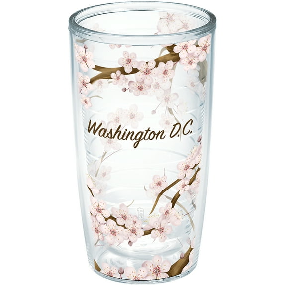 Tervis Washington DC Cherry Blossom Made in USA Double Walled Insulated Tumbler Travel Cup Keeps Drinks Cold & Hot, 16oz - No Lid, Cherry Blossom