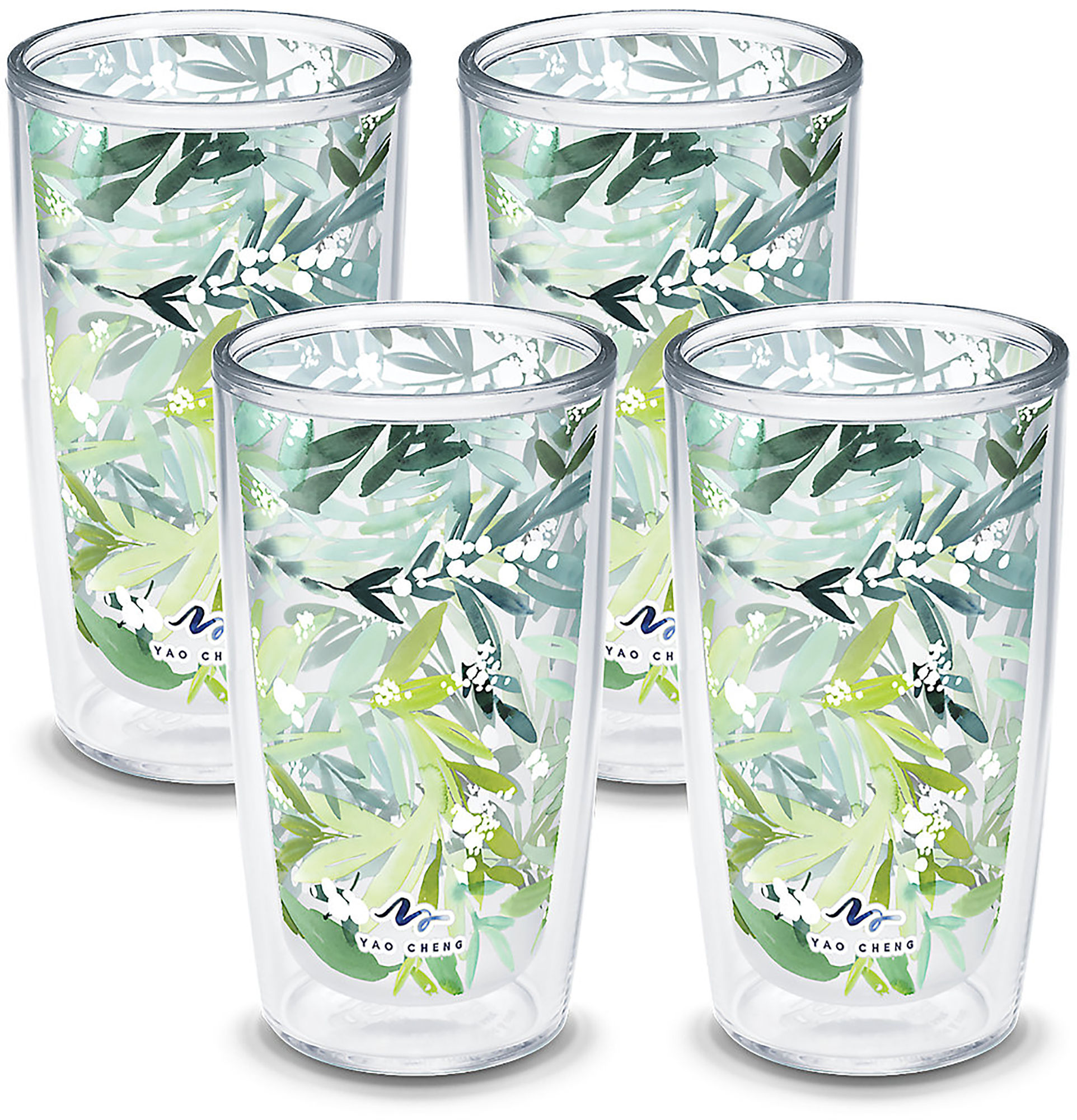 Tervis Set 4 Bicchieri Da Viaggio Isolanti 473 Ml - Collezione Azure Di Yao Cheng - Realizzati In USA