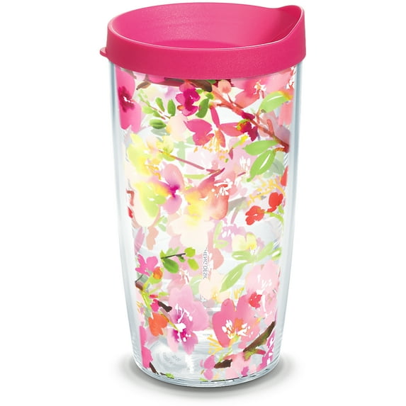 Tervis Yao Cheng - Sakura Floral Made in USA Double Walled Insulated Travel Tumbler, Classic 16oz
