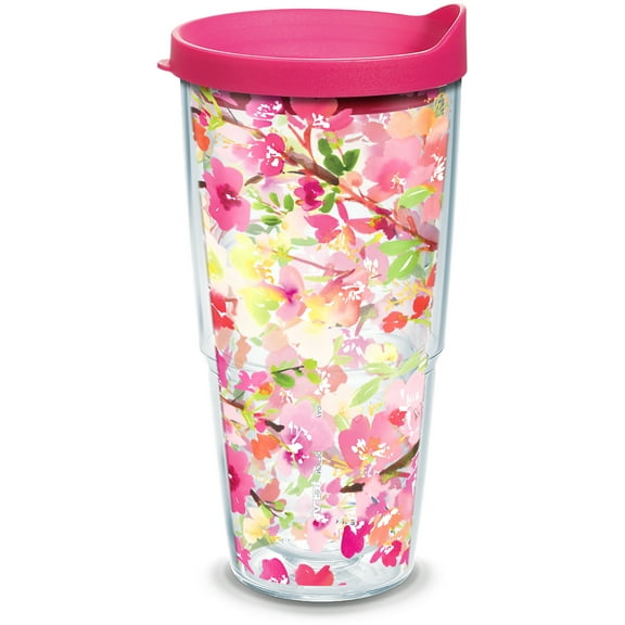 Tervis Yao Cheng - Sakura Floral Made in USA Double Walled Insulated Travel Tumbler, Classic 24oz