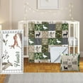 thumbnail image 1 of Terwex Personalized Crib Bedding Set,Custom Baby Bedding Set with Name,3 Pcs Green Woodland Deer Baby Crib Set for Boys,Double Layer Blanket,Crib Sheet,Pillowcase,Gifts for Toddlers, 1 of 7