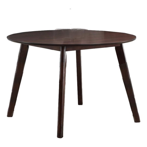Tery Dining Table- 47 Inch Round Top- Angled Legs- Cherry Brown Wood