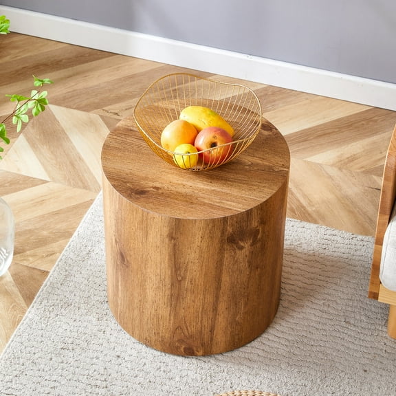 TesNus End Table 15.7 Inch Round Wood Drum Accent Furniture for Living Room Bedroom Apartment