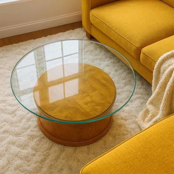 SUDICA Glass Tabletop 36" Round Clear Tempered Glass 3/8" Thick Pencil Edge 1-Piece for Dining Room Kitchen
