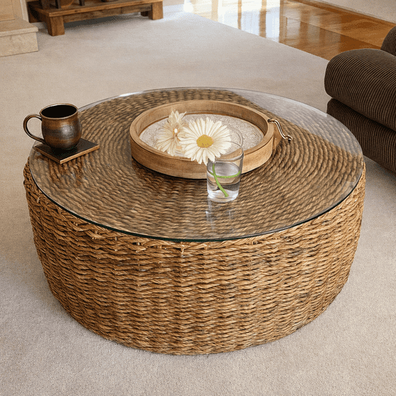 TesNus 54" Round Glass Table Top, 2/5" Thick Tempered Glass with Pencil Polished Edge, Circle Table Top for Tabletop Protectors