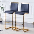 thumbnail image 1 of TesNus Bar Stool PU Leather Black C-Shaped Gold Metal Legs 42.5 Inch for Kitchen, 1 of 10