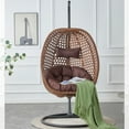 thumbnail image 1 of TesNus Brown Rattan Egg Swing Chair with Stand, Foldable Basket Chair with Cushion and Pillow for Indoor Outdoor Patio Balcony Backyard, 1 of 9