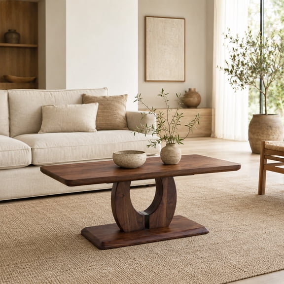 TesNus Coffee Table 43 Inch Rectangular MDF Wood Grain for Living Room
