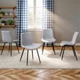 thumbnail image 1 of TesNus Light Grey Linen-Cotton Dining Chairs Set of 4, Upholstered Modern Seat with Black Metal Legs for Dining Room Kitchen, 1 of 9