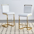 thumbnail image 1 of TesNus Counter Height Bar Stools Set of 2 White Faux Leather Modern 25 Inch Gold Legs for Kitchen, 1 of 8