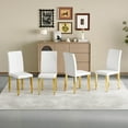 thumbnail image 1 of TesNus White Dining Chairs Set of 4, Faux Leather Upholstered High Back Chairs with Gold Metal Legs for Dining Room, Kitchen, Living Room, Bedroom, 1 of 9