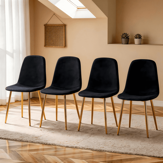 TesNus Dining Chairs Set of 4, Modern Mid Century Kitchen Chairs, 4PCS, Soft Velvet with Metal Legs for Home Kitchen Dining Chair