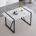 TesNus Dining Table 55 Inch White Pattern MDF Modern Rectangular for 4 ...