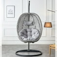 thumbnail image 1 of TesNus Egg Swing Chair with Stand, Grey Rattan Hanging Basket Chair with Cushion and Pillow, Indoor Outdoor Lounge Chair for Patio Balcony Backyard, 1 of 9