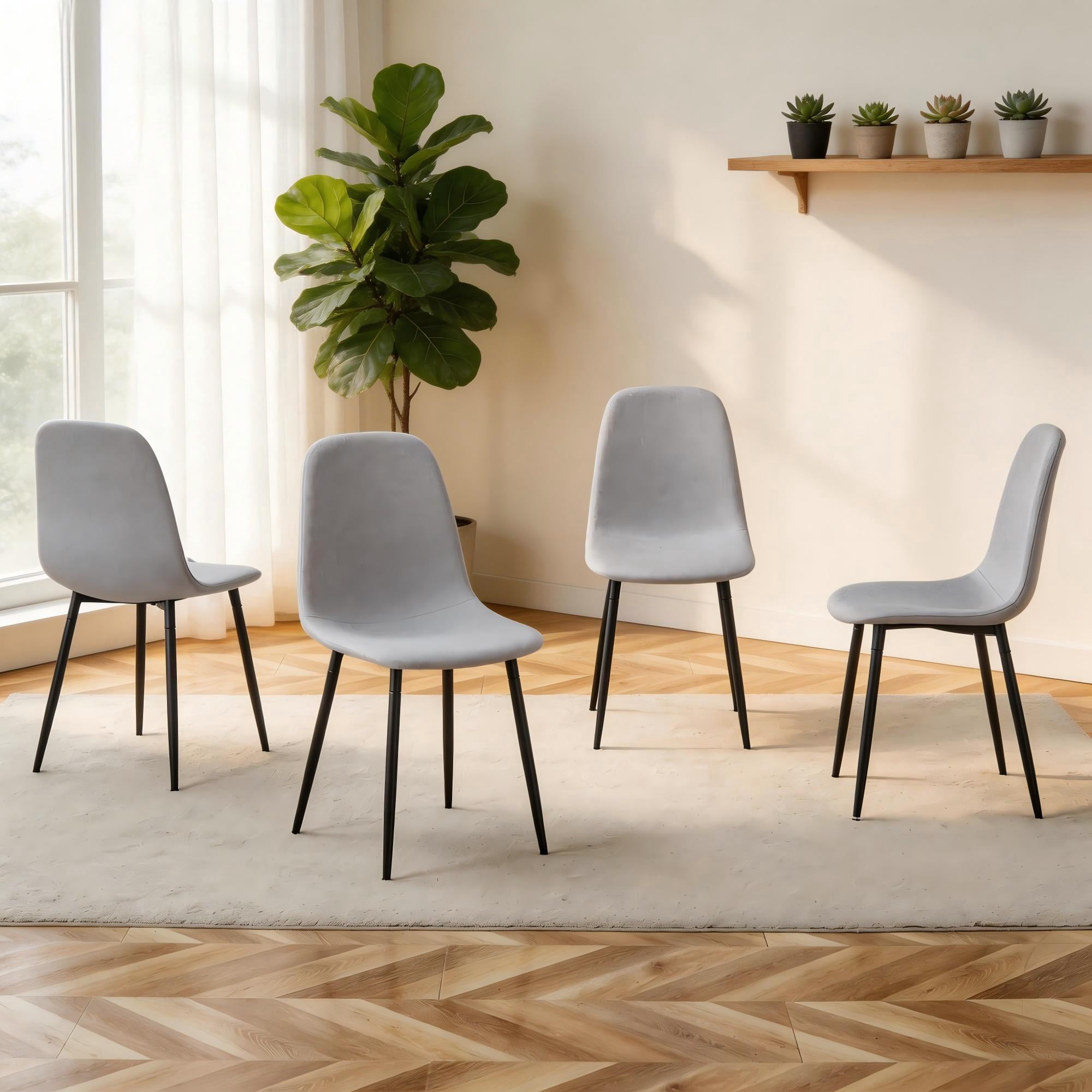 TesNus High Resilience，Dining Chair Set of 4，Fabric，Metal Leg， Cotton ，Comfortable，Seating， Interior，Living Room, Dining Room, Kitchen