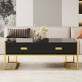 thumbnail image 1 of TesNus Modern Black Rectangular Coffee Table 47.3", MDF Table with 4 Drawers and Gold Base for Living Room, 1 of 8