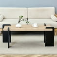 thumbnail image 1 of TesNus Modern Coffee Table for Living Room Office and Leisure Area,39” Natural MDF Wood & Black Center Table, 1 of 8
