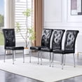 thumbnail image 1 of TesNus Dining Chairs Set of 4, Black Faux Leather High Back Upholstered Chairs with Crystal Tufting and Chrome Metal Legs for Dining Room, 1 of 9
