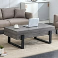 thumbnail image 1 of TesNus Rectangle Rustic Coffee Table, Modern Farmhouse Wood Simple Coffee Table with Metal Legs, Center Table for Living Room,Gray, 1 of 18