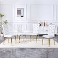 thumbnail image 1 of TesNus Retro Alligator Faux Leather Dining Chairs Set of 4 White Gold Crystal Tufted Upholstered Kitchen Dining Room Chairs, 1 of 9