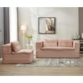 thumbnail image 1 of TesNus Sectional Sofa Bed 80", Plush Corduroy Fabric, Foam Filled, with Chaise Lounge and Convertible Blanket, Pink, for Living Room Bedroom, 1 of 9
