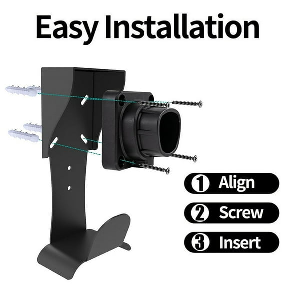 Teschev EV Charger Holder For Type 2/Type 1 J1772 /GBT Connector Socket Plug Wall Mount Electric Car Charging Cable Holder Smile Home