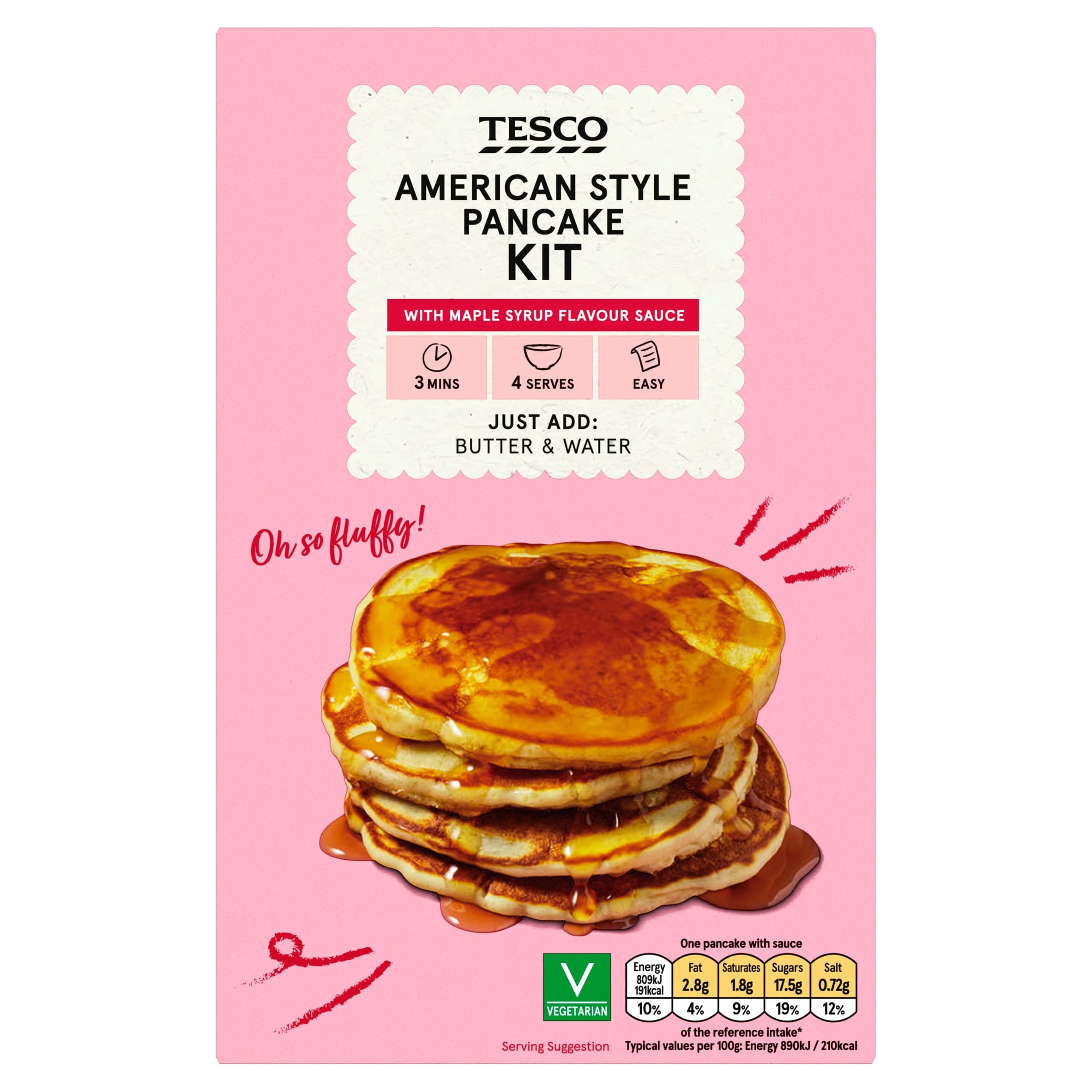 Tesco American Style Pancake Kit 220G, Imported from Britain