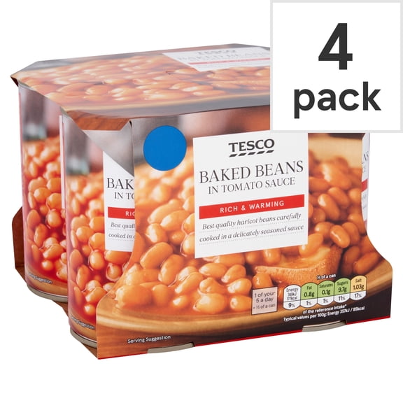 Tesco Baked Beans In Tomato Sauce 4X420g, Imported from Britain