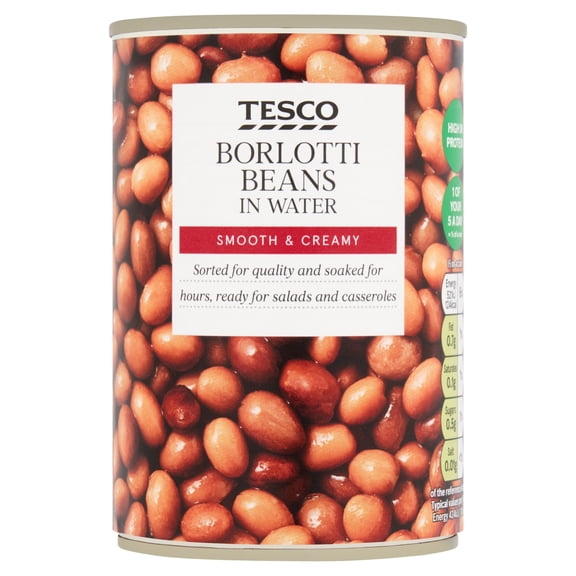 Tesco Borlotti Beans In Water 400G, Imported from Britain