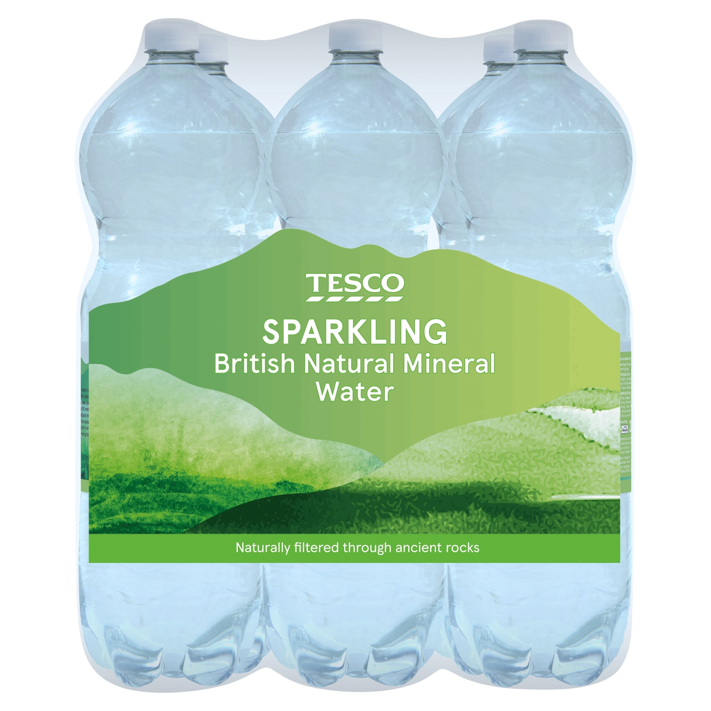 Tesco British Natural Mineral Water Sparkling 6x2L, Imported from Britain