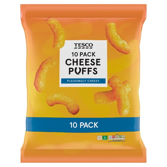 Tesco Cheese Puffs 10 Pack 170G, Imported from Britain