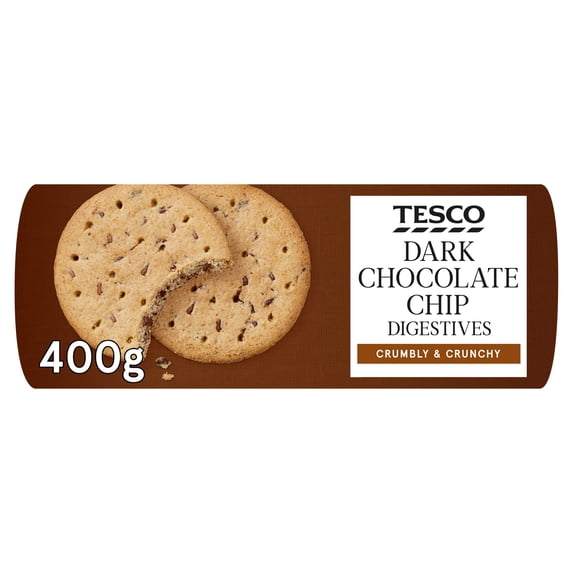 Tesco Chocolate Chip Digestive Biscuits 400G, Imported from Britain