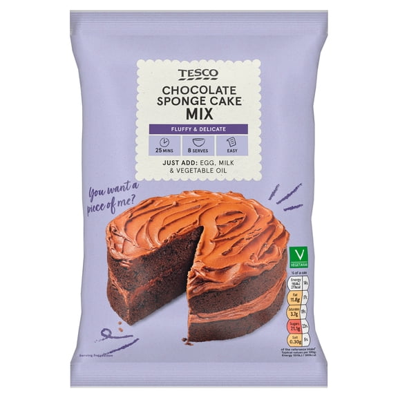 Tesco Chocolate Sponge Cake Mix 400G, Imported from Britain