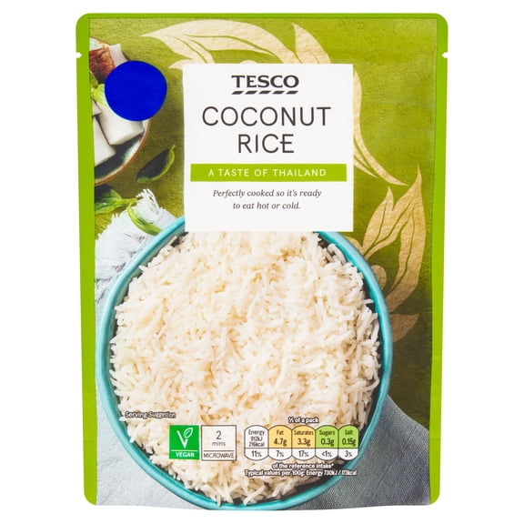 Tesco Coconut Rice 250g, Imported from Britain