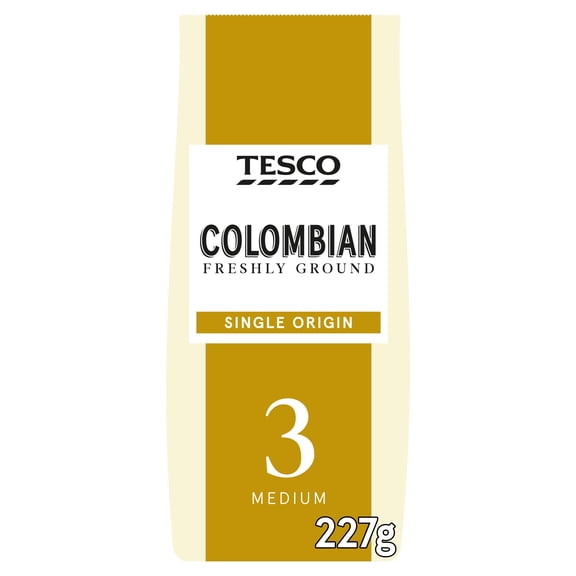 Tesco Colombian Ground Coffee 227G, Imported from Britain