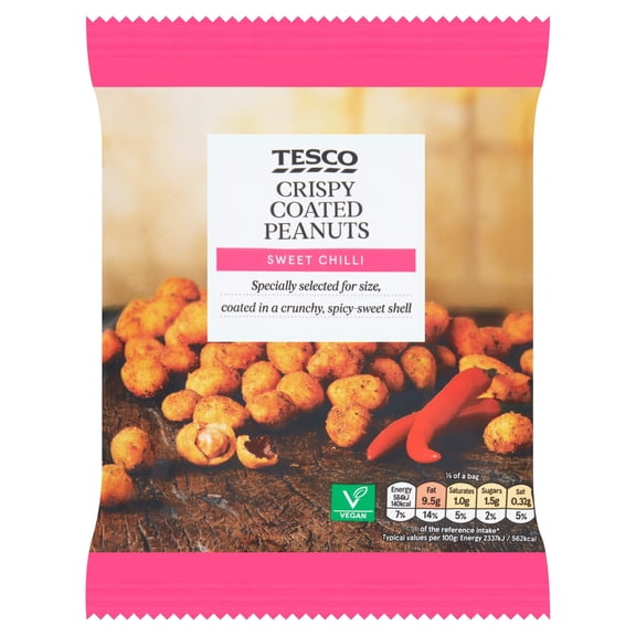 Tesco Crispy Coated Peanuts - Sweet Chilli 200g, Imported from Britain